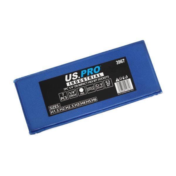 US PRO INDUSTRIAL 7PC 1/4" DR Impact Hex Allen Bit Socket Set H1.5 - H6 3967