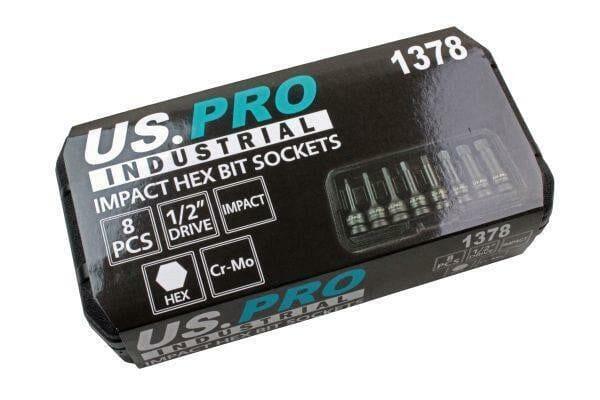 US PRO INDUSTRIAL 8pc 1/2" Impact Hex Bit Socket Set Impact Allen Keys H5 To H19 1378