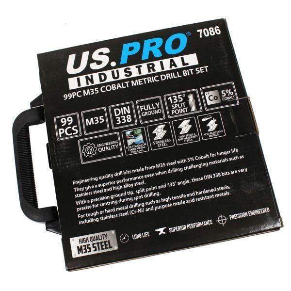 US PRO INDUSTRIAL 99PC M35 Cobalt Metric Drill Bit Set 1.5 - 10mm 7086
