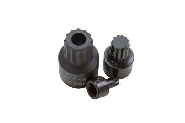 US PRO INDUSTRIAL 9pc 1/4" - 3/8" - 1/2" dr Stubby Impact Triple Square Spline Bit Sockets M4 - MT18 3422