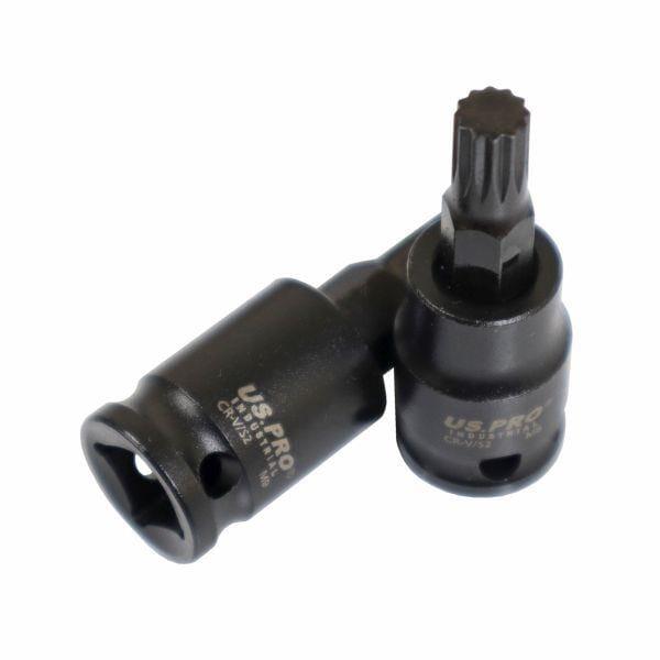 US PRO INDUSTRIAL 9PC 3/8" DR Impact Spline Bit Sockets Set 4 - 14mm 3932