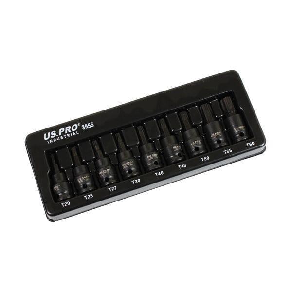 US PRO INDUSTRIAL 9pc 3/8” DR Impact Torx Star Bit Sockets Set T20 - T60 3955