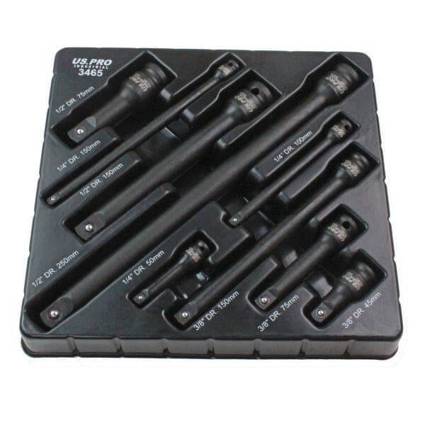 US PRO INDUSTRIAL 9pc Impact Extension Bar Set 1/4", 3/8", 1/2" Drive 3465