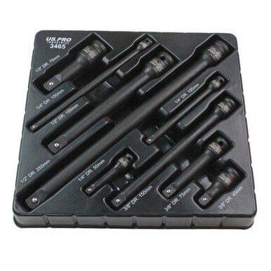 US PRO INDUSTRIAL 9pc Impact Extension Bar Set 1/4", 3/8", 1/2" Drive 3465