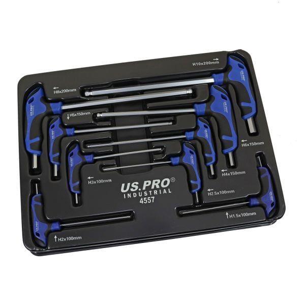 US PRO INDUSTRIAL 9pc Premium T-Handle Hex Allen key Set, Ball End Keys 4557