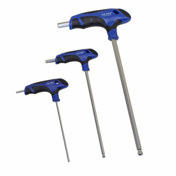 US PRO INDUSTRIAL 9pc Premium T-Handle Hex Allen key Set, Ball End Keys 4557
