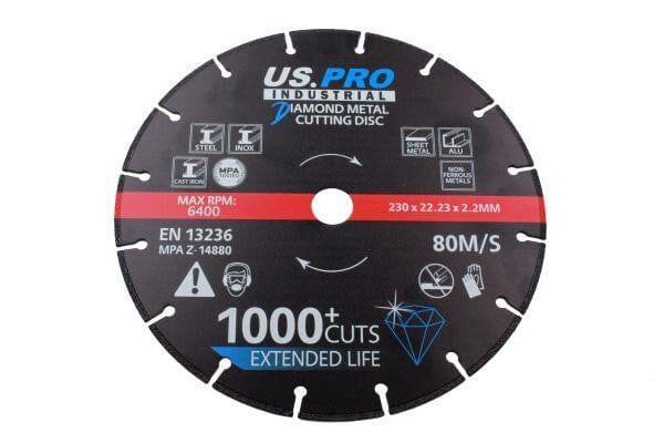 US PRO INDUSTRIAL Diamond Metal Cutting Discs 230 x 22 x 2.2 mm 9145