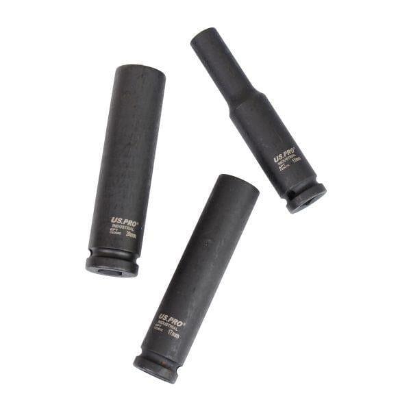 US PRO Industrial Extra Deep Impact Socket Set 1/2"Dr 13pc 10mm - 24mm 6pt Long Sockets 3812