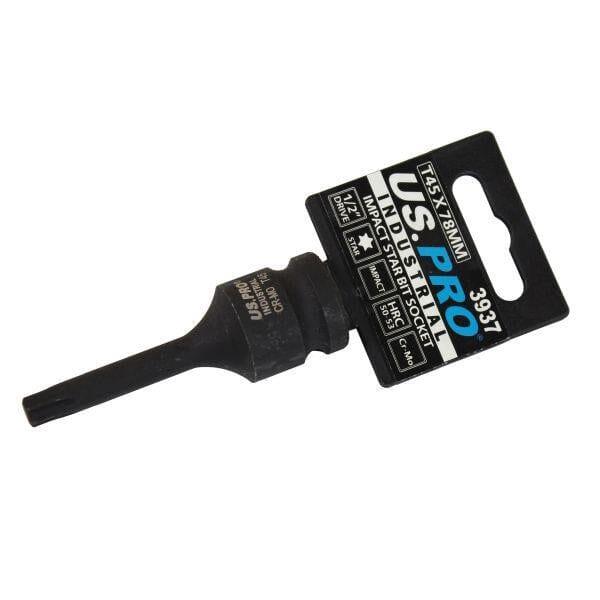 US PRO INDUSTRIAL T45 X 78MM 1/2" DR Impact Star Bit Torx Socket 3937