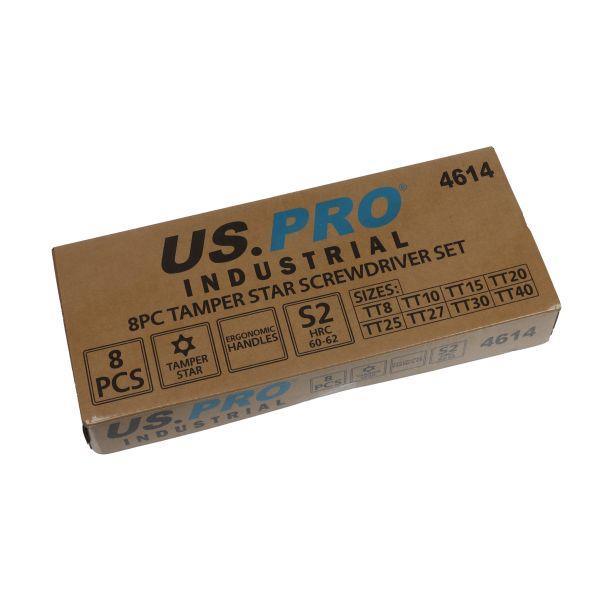 US PRO INDUSTRIAL Tools 8pc Tamper Star Torx Screwdriver Set T8 - T40 4614