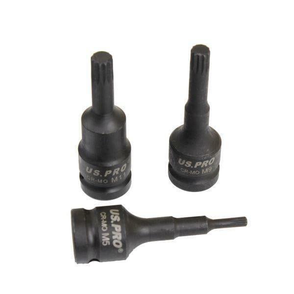 US PRO Tools 10 Piece 1/2" Dr Impact Spline Bit Socket Set M5 - M18 3639