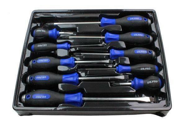 US PRO Tools 10 Piece Screwdriver Set Phillips & Slotted With Magnetic Tip 1621