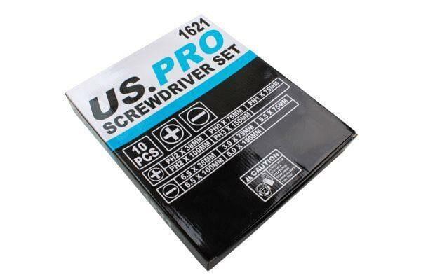 US PRO Tools 10 Piece Screwdriver Set Phillips & Slotted With Magnetic Tip 1621