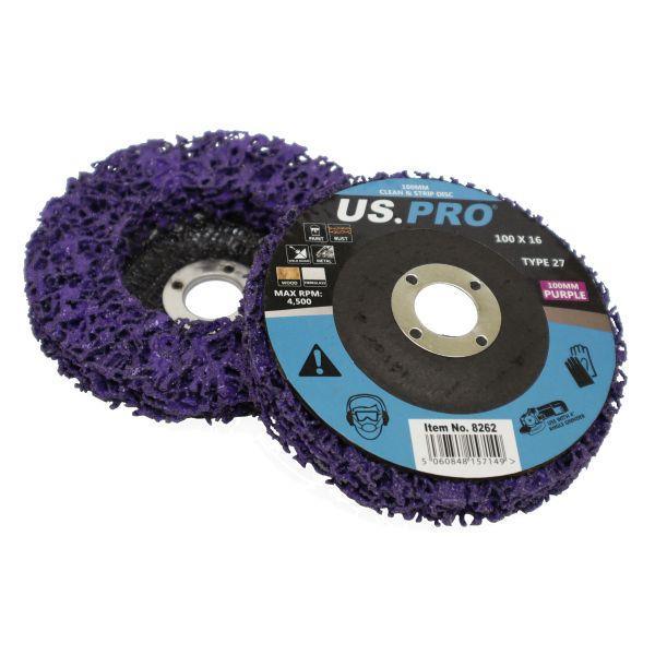 US PRO Tools 100MM Purple Clean & Strip Discs 16MM Bore - Pack Of 5 8262