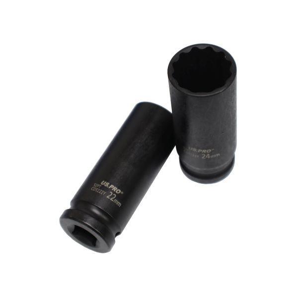 US PRO Tools 10PC 1/2" DR 12PT Deep Impact Metric Sockets 10 - 24mm 7540