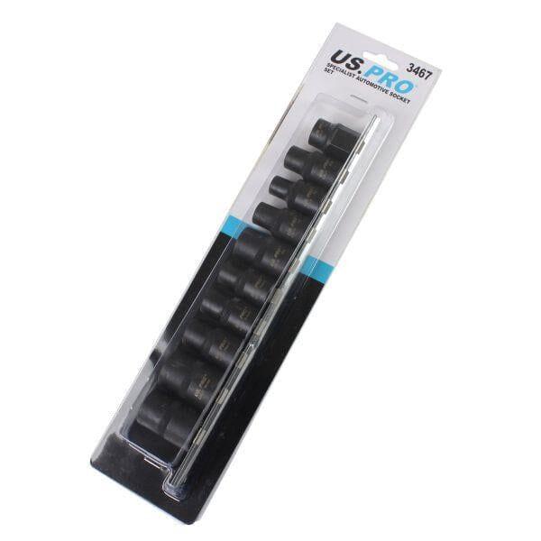 US PRO Tools 10pc 1/2" Dr Specialist Automotive Sockets M6S M8S M10S M12S 20mm 10point 5 sided Sockets 3467