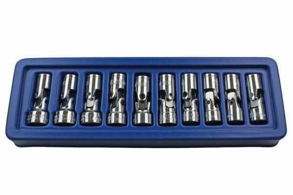 US PRO Tools 10pc 3/8dr Flexi Flexible Universal Sockets Set Metric 1693