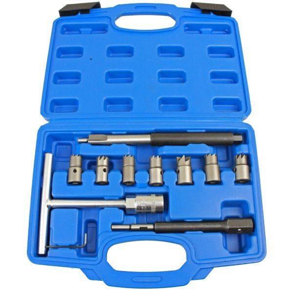 US PRO Tools 10pc Diesel Injector Seat Cutter Tool Cleaner Set Universal Re-Face Score Kit 5598