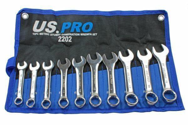 US PRO Tools 10pc Metric Stubby Combination Spanner Wrench Set 10 - 19mm 2202