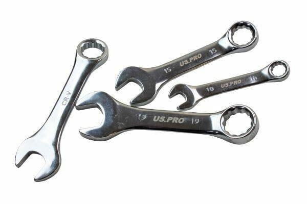 US PRO Tools 10pc Metric Stubby Combination Spanner Wrench Set 10 - 19mm 2202