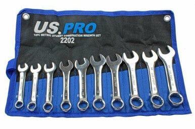 US PRO Tools 10pc Metric Stubby Combination Spanner Wrench Set 10 - 19mm 2202