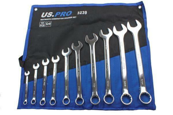 US PRO Tools 10PC Whitworth Combination  Spanner Set 1/8" - 11/16" 3239