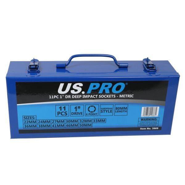 US PRO Tools 11PC 1" DR 6PT Deep Impact Sockets Metric 22 - 50MM 3969