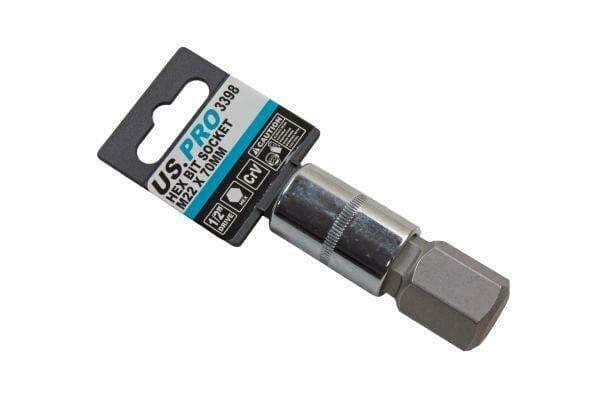 US PRO Tools 1/2" Dr Hex Bit Socket M22 X 70MM 3398