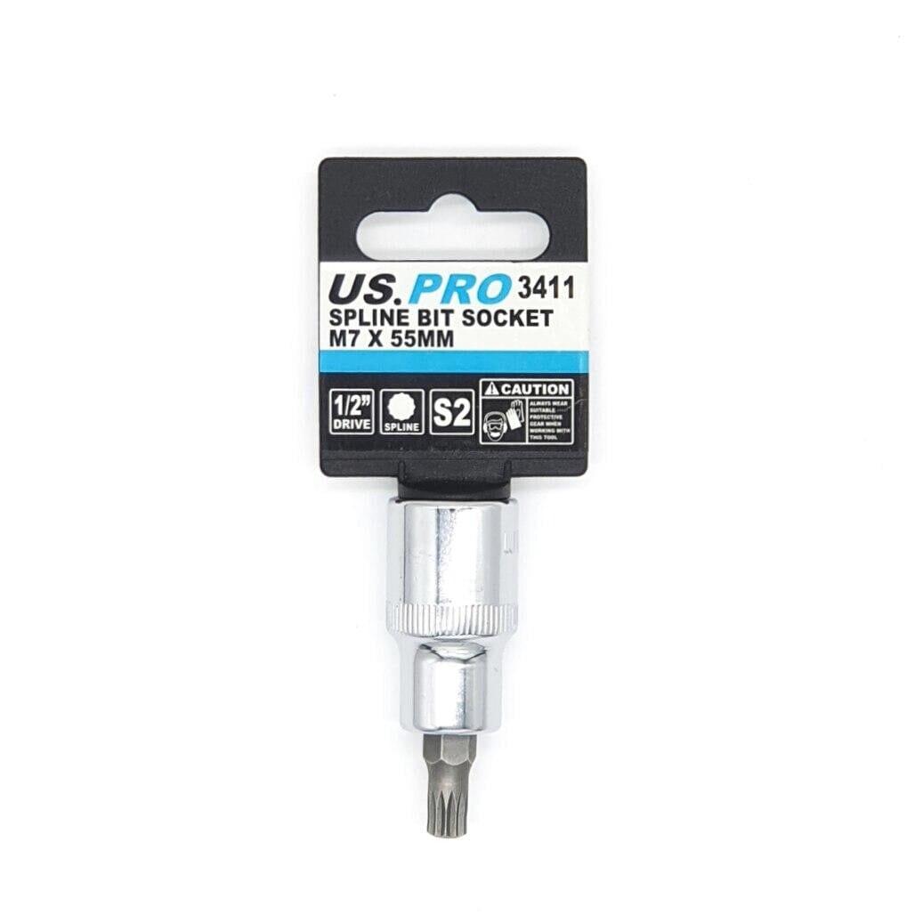 US PRO Tools 1/2" DR Spline Bit Socket M7 X 55MM 3411