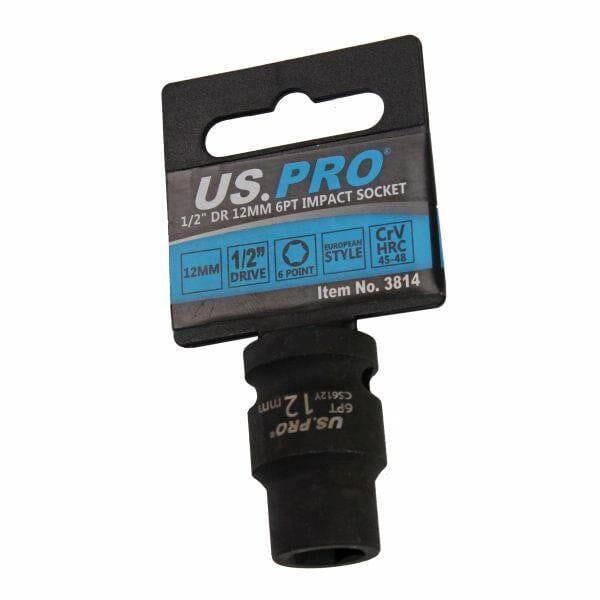 US PRO Tools 12mm Impact Socket 1/2" Drive 6 Point Single Hex 3814