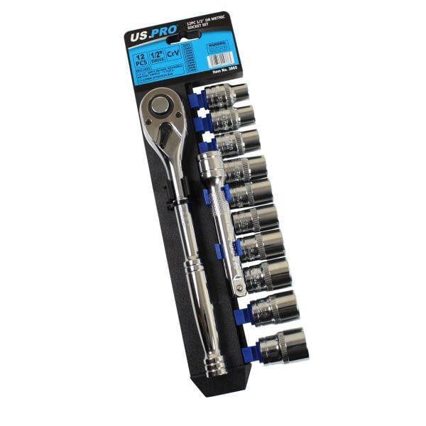 US PRO Tools 12pc 1/2'' DR Metric Socket Wrench set 10 - 21mm 3865