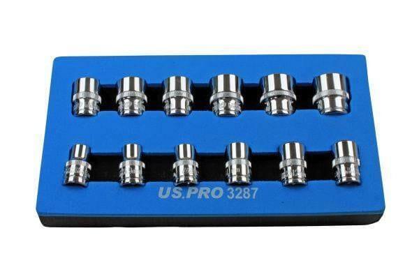 US PRO Tools 12PC 3/8" DR 12PT Shallow Socket Set 8 - 19MM 3287
