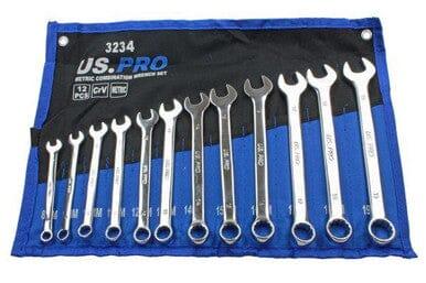 US PRO Tools 12pc Combination Spanner Set Metric 8 - 19mm 3234