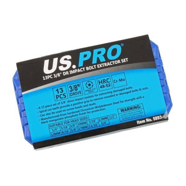 US PRO Tools 13pc 3/8" DR Impact Stud Socket Damaged Bolt Nut Remover Extractor Set 5893