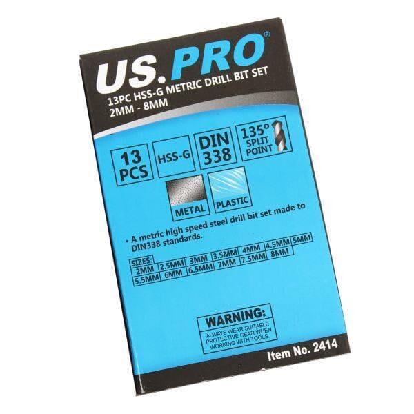US PRO Tools 13PC HSS-G Metric HSS Drill Bit Set 2-8mm Bits 2414