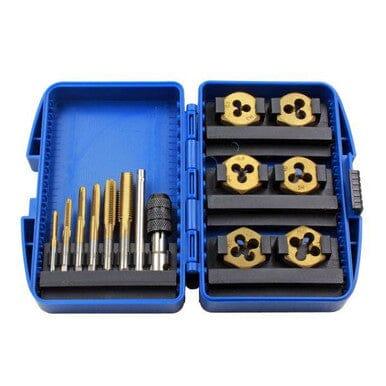 US PRO Tools 13pc Titanium Coated Metric Tap & Hex Die Set, T-Bar Wrench 2693