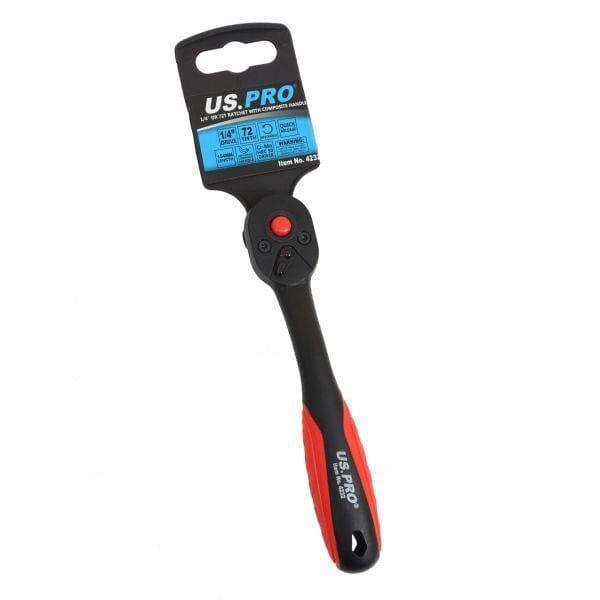 US PRO Tools 1/4" DR 72T Ratchet With Composite Handle 4232