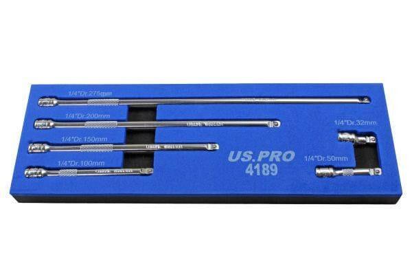 US PRO Tools 1/4" Drive Wobble Extension Bar Set 6pc in Foam Tray 4189