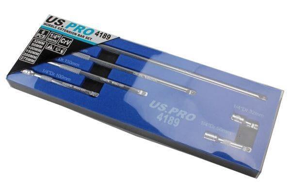 US PRO Tools 1/4" Drive Wobble Extension Bar Set 6pc in Foam Tray 4189