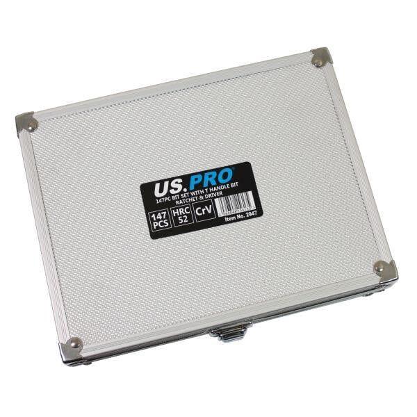 US PRO Tools 147pc Assortment Bit Set With T Handle Bit Ratchet & Driver 2947