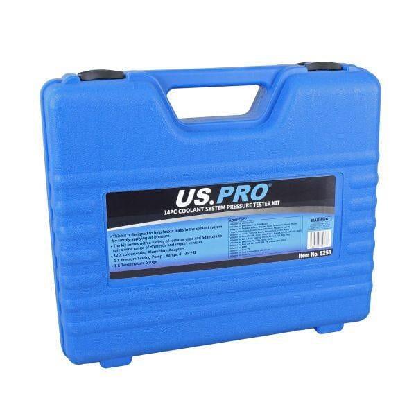 US PRO Tools 14pc Coolant Radiator System Pressure Tester Kit, Refill Kit Purge 5258