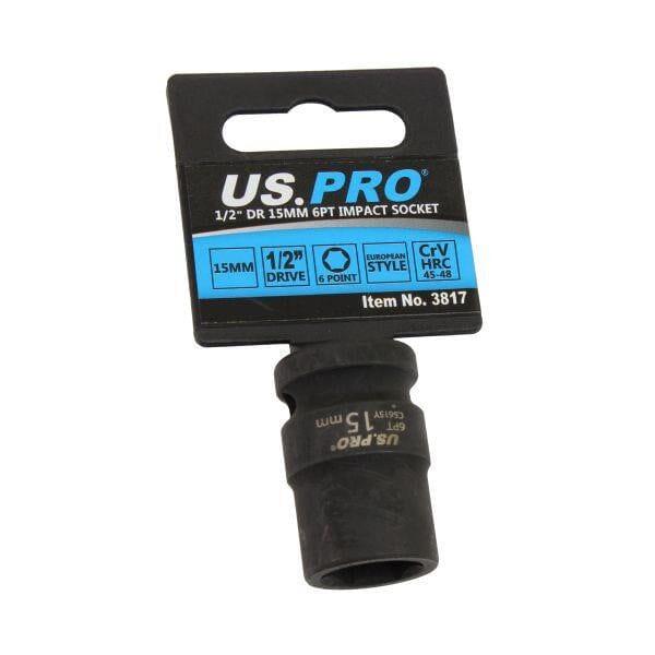 US PRO Tools 15mm Impact Socket 1/2" Drive 6 Point Single Hex 3817