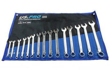 US PRO Tools 15PC Metric Combination Spanner Set 6 - 22MM 2243