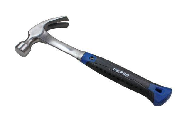 US PRO Tools 16oz Steel Curved Claw Hammer Hardened Steel Fibreglass Handle 3445