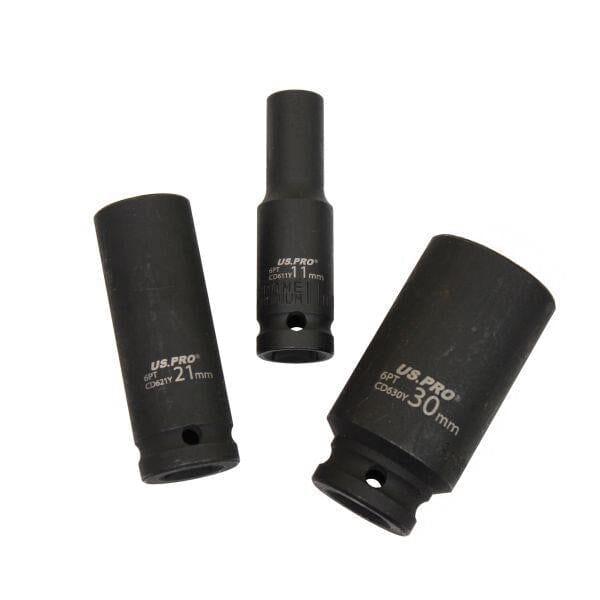 US PRO Tools 16PC 1/2" Deep Impact Sockets In EVA Foam 6PT 10 - 32mm 3836