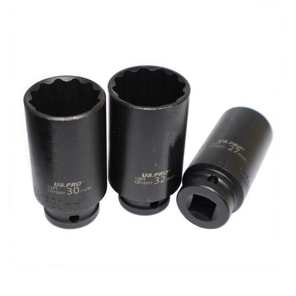 US PRO Tools 16PC 1/2" DR 12PT European Impact Sockets 10 - 32mm 7536