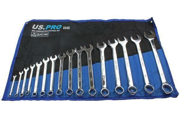 US PRO Tools 16PC SAE Combination Spanner Set 1/4" - 1 1/4"      2242