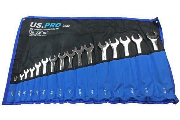 US PRO Tools 16PC SAE Combination Spanner Set 1/4" - 1 1/4"      2242