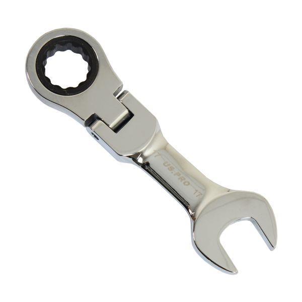 US PRO Tools 17MM Flexi Stubby Gear Ratchet Combination Spanner Wrench 3915