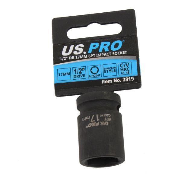 US PRO Tools 17mm Impact Socket 1/2" Drive 6 Point Single Hex 3819